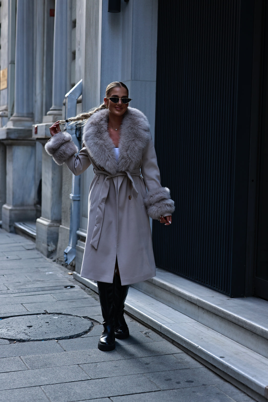 Kabát Doris pracho-ružová