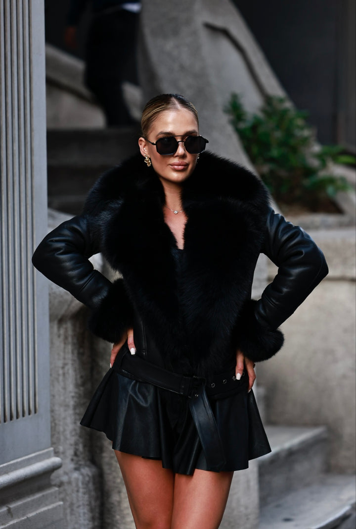 Kožená bunda Sonia čierna