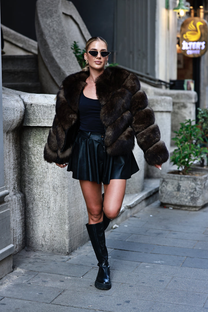 Kožuch Gloris dark brown