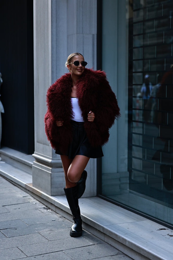 Kožuch Mongolian burgundy