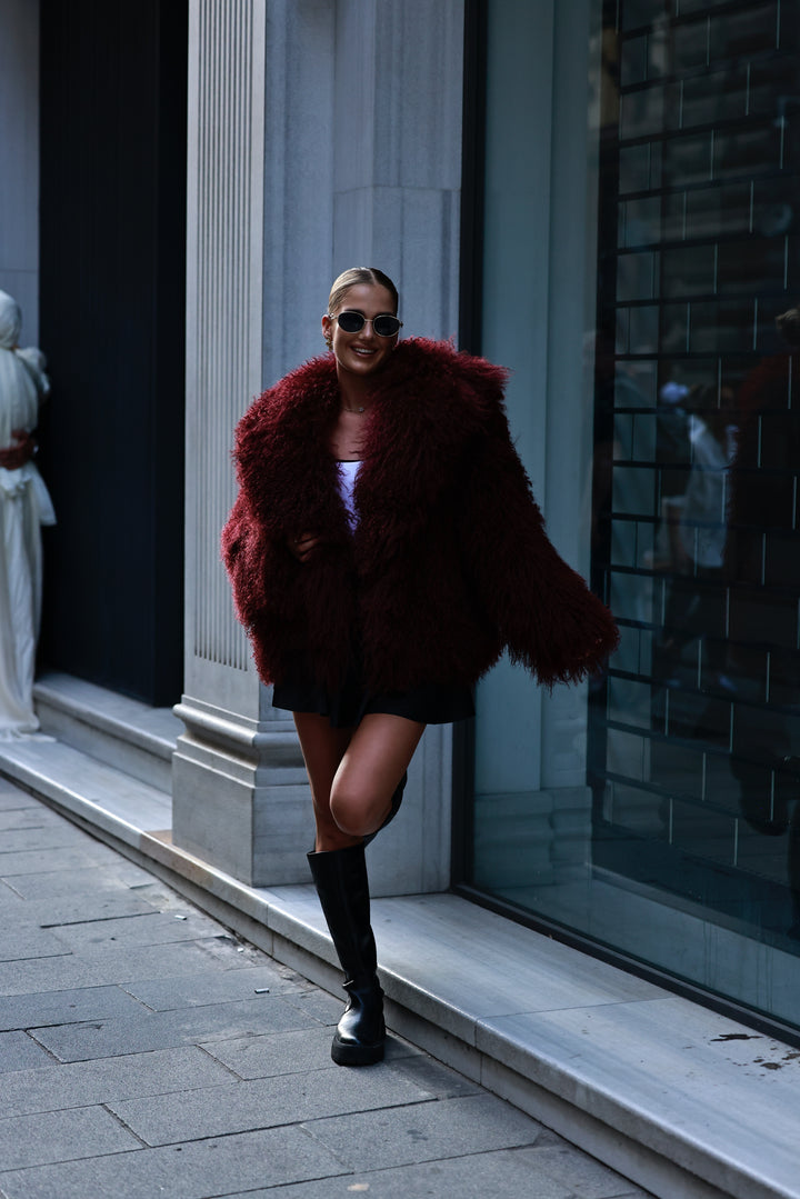 Kožuch Mongolian burgundy