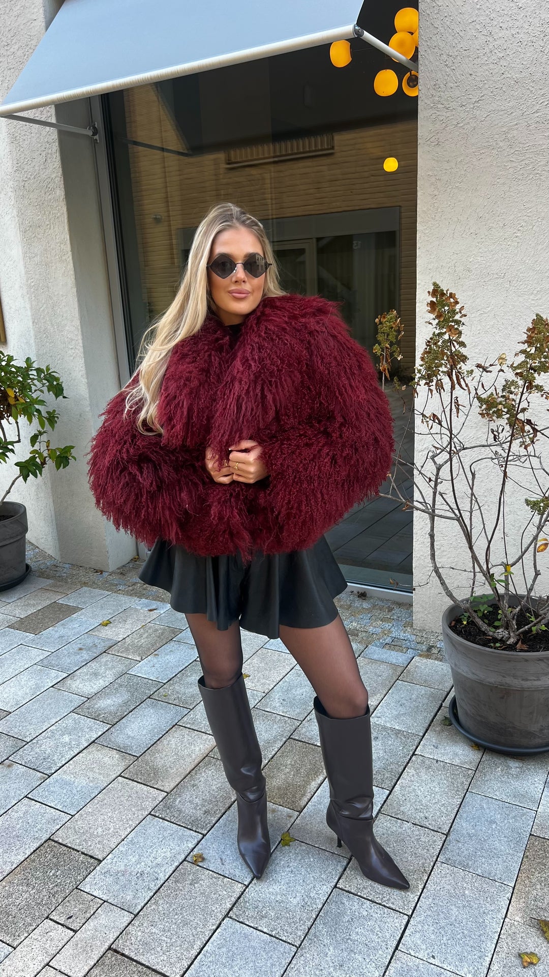 Kožuch Mongolian burundy