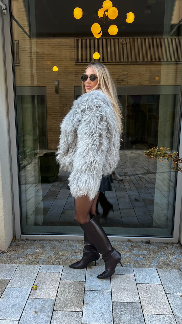 Kožuch Mongolian light grey