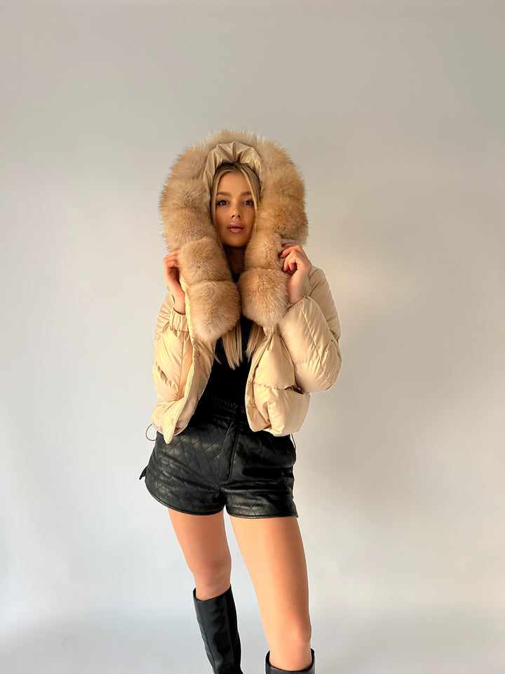 Perleťová bunda shine béžová